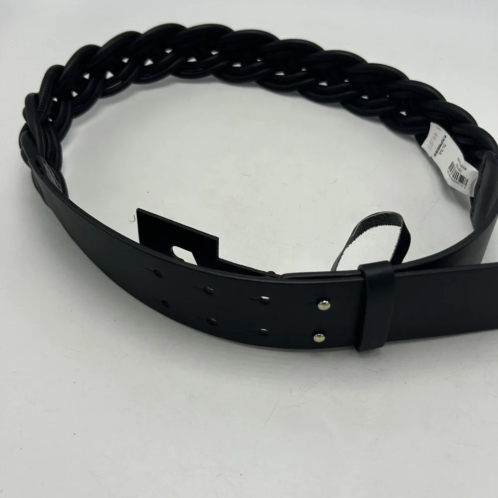 Express Braided Belt Womens S M Black Faux Leather New Capsule Casual Hippie